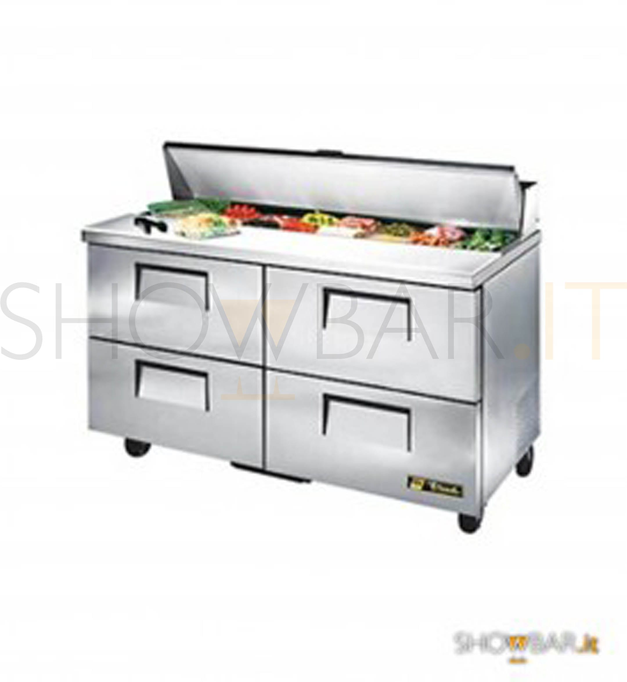 Frigorifero professionale TRUE 4 cassetti con tavolo di preparazione 1 Frigorifero professionale TRUE 4 cassetti con tavolo di preparazione