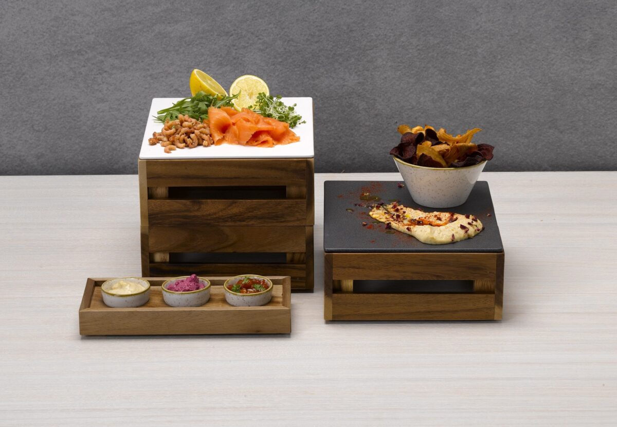 Buffet Wood Tray Set condimenti 20X16X12 cm