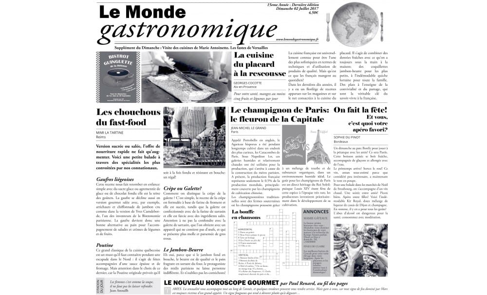 CARTA ALIMENTARE STAMPA “LE MONDE GASTRONOMIQUE” 1 CARTA ALIMENTARE STAMPA “LE MONDE GASTRONOMIQUE”