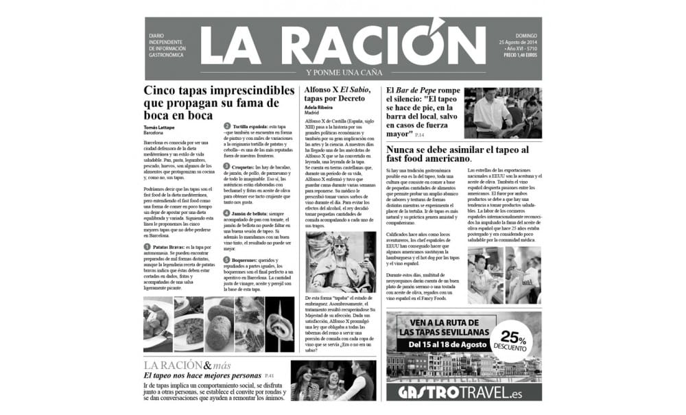 CARTA ALIMENTARE STAMPA "LA RACIÓN" 1 CARTA ALIMENTARE STAMPA "LA RACIÓN"