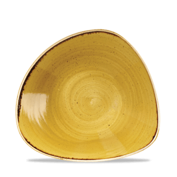 Stonecast GIALLO SENAPE PUNTINATO PIATTO FONDO TRIANGOLARE 23,5cm